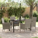 vidaXL Set de masă pentru grădină cu pernă 5 pcs Gri Rattan poli