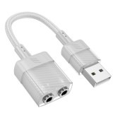 Placa de sunet USB HOCO LS37 2 x Jack 3.5mm Gri