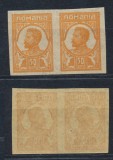 ROMANIA 1917 emisiunea Moscova timbru neemis 50 bani Ferdinand in pereche MNH, Nestampilat