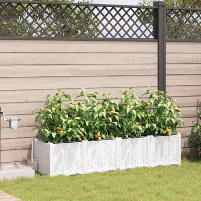 vidaXL Ghivece pentru grădină Alb 160 x 40 x 37.5 cm Oțel 42002915 foto