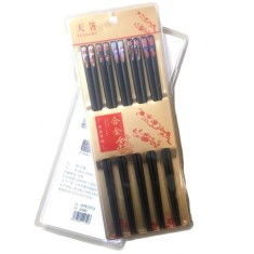 Set 5 Perechi Betisoare Servire Mancare Asiatica Alloy Negre FL LUX TZ foto