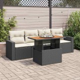 vidaXL Set mobilier de grădină cu perne, 5 piese, negru, poliratan 3326982
