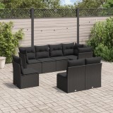 Gossi set mobilier de gradina cu perne, 8 piese, negru, poliratan