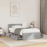 VidaXL Cadru de pat cu tăblie gri beton 90x200 cm lemn prelucrat