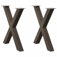 vidaXL Picioare de masă &icirc;n formă de X, 2 buc., oțel natural, 70x(72-73) cm