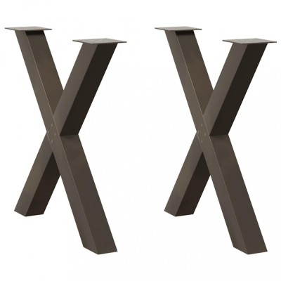 vidaXL Picioare de masă &amp;icirc;n formă de X, 2 buc., oțel natural, 70x(72-73) cm foto