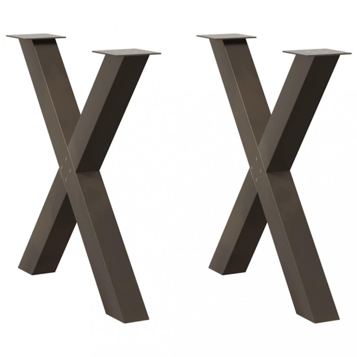 vidaXL Picioare de masă &icirc;n formă de X, 2 buc., oțel natural, 70x(72-73) cm