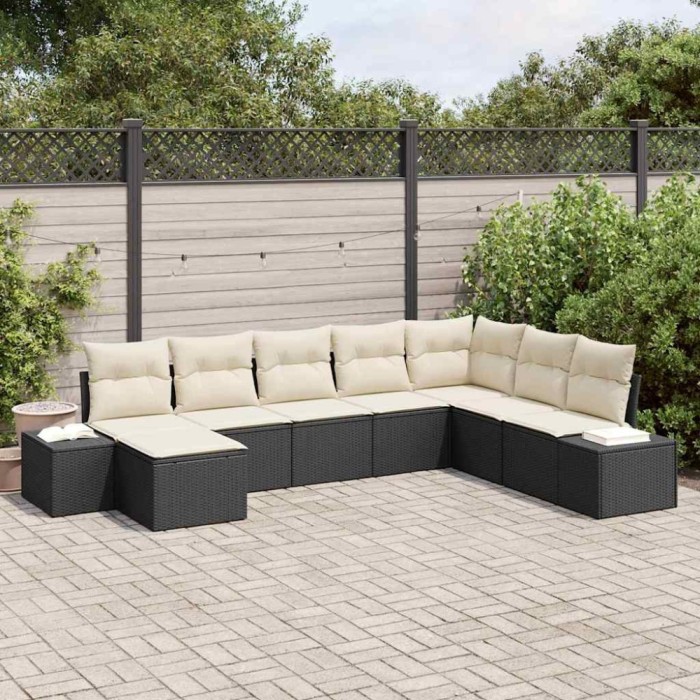 vidaXL Set de canapele pentru grădină cu pernă 8 pcs 319 x 209 x 85 cm 3347177
