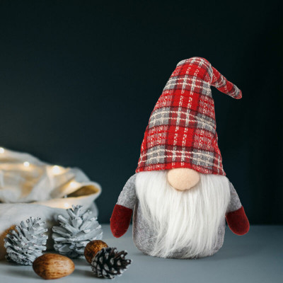 Spiriduș scandinav de Crăciun - 36 cm - carouri foto