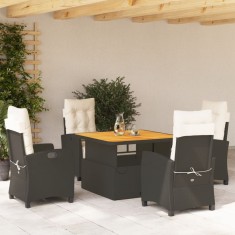 Gossi set mobilier de gradina cu perne, 5 piese, negru, poliratan