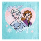Prosopel din Bumbac Turcoaz cu Model Frozen pentru Fete 30x30cm, CMCLASS