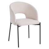 Cumpara ieftin Scaun dining textil bej metal negru Lonka 51x57x77 cm
