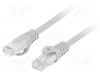 Patch cord LANBERG RJ45 U/UTP Cat 6 LSZH gri 15m