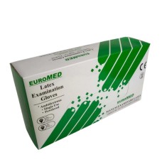 Manusi examinare pudrate din latex, nesterile, marimea L, 100 bucati, Euromed