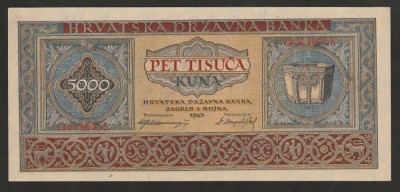 Croatia, 5000 kuna1943_aUNC-UNC_cristelnita Viceslav/cuplu croat Q0446055 foto