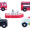 Set 5 vehicule din lemn