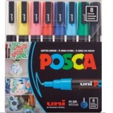 Marker acrilic 3M POSCA, M1483 (set 8 bucati)