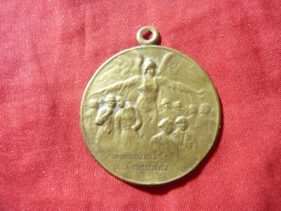 Medalie Franta : POUR LES BLESS&amp;Eacute;S DE LA TUBERCULOSE ww1 semnat Lalique ,d=3,1cm foto