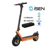 Cumpara ieftin Pachet trotineta electrica pliabila iSEN X9 Plus 2025 Portocaliu, Aplicatie, BT, 850W, autonomie pana la 130km, pana la 40 km h, baterie detasabila 15