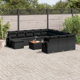 Set mobilier de gradina cu perne, 13 piese, negru, poliratan GartenMobel Dekor, vidaXL