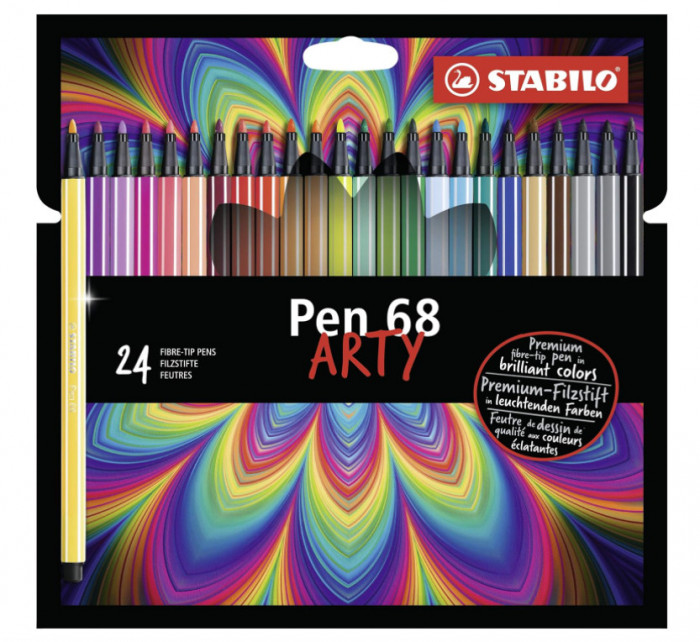 Set 24 de carioci cu varf din fibra STABILO Pen 68 ARTY - RESIGILAT