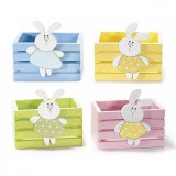 Cumpara ieftin Set 4 cosulete din lemn model Iepurasi 9x7x8 cm