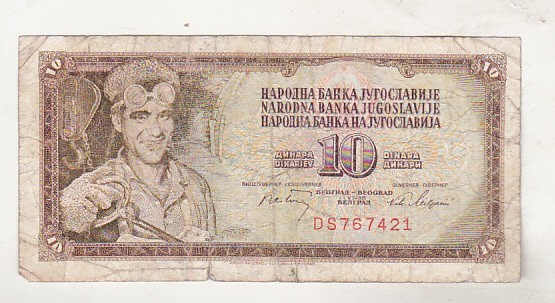 bnk bn Iugoslavia 10 dinari 1968 circulata P# 82b