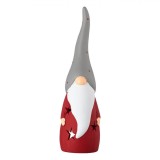 Felinar Ceramic de Crăciun, Gnome cu Căciulă Gri cu Buline, 9x8x30cm, Oem
