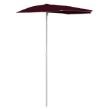 Umbrela de gradina cu stalp, rosu bordo, 180x90 cm, semirotunda