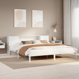 Cumpara ieftin Pat cu bibliotecă fără saltea, 180x200 cm, lemn masiv de pin