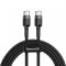 Cablu Date si Incarcare USB-C - USB-C Baseus Cafule, 60W, 2m, Negru CATKLF-HG1