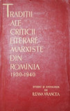 TRADITII ALE CRITICII LITERARE MARXISTE DIN ROMANIA 1930 1940