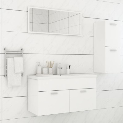 Set mobilier de baie, alb, lemn prelucrat foto