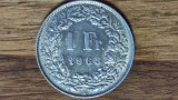 Elvetia - moneda de colectie argint - 1 franc 1963 xf+/aunc - absolut superba !, Europa
