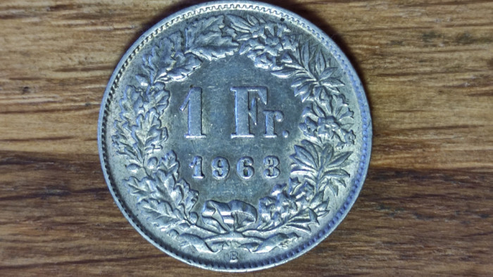 Elvetia - moneda de colectie argint - 1 franc 1963 xf+/aunc - absolut superba !