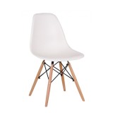 Cumpara ieftin Scaun bucatarie si living Moon, ergonomic, polipropilena, structura lemn, 100 kg, alb