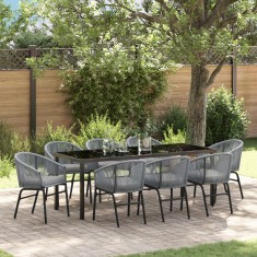 vidaXL Set de dining pentru grădină cu 9 piese din rattan gri. foto