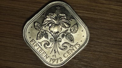 R10 Bahamas - ULTRA RAR - 15 CENTS 1972 PROOF - tiraj 35k - absolut superba ! foto