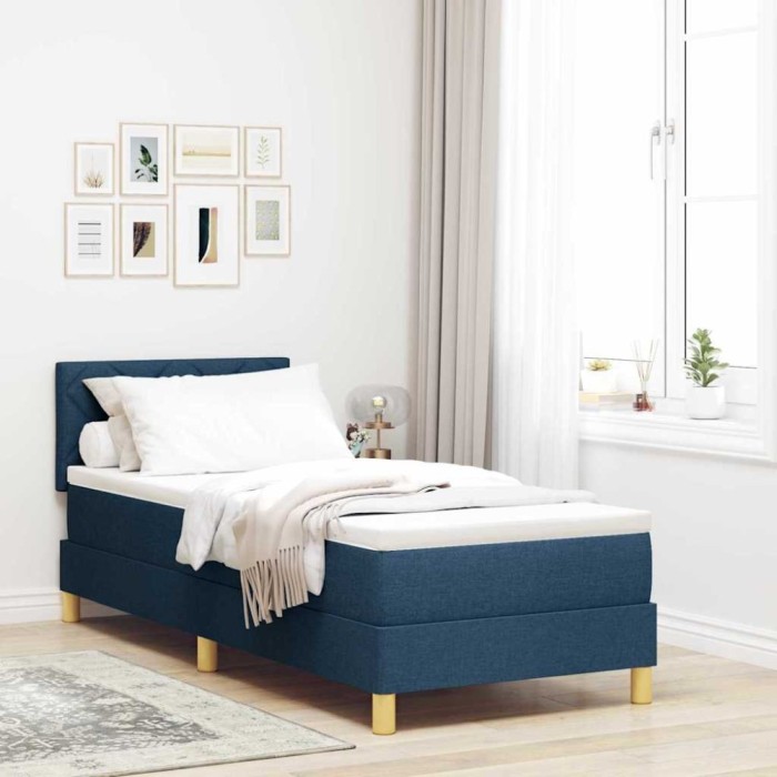 vidaXL Pat cu arcuri cu saltea albastru 80 x 200 cm țesătură 3342477