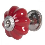 Cumpara ieftin Buton mobila din fier si ceramica rosie 4 cm
