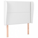 Cumpara ieftin Tablie de pat cu aripioare, alb, 103x23x118/128 cm, piele eco