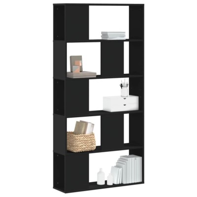 Gossi biblioteca cu 5 niveluri negru 80,5x23,5x162,5cm lemn prelucrat foto