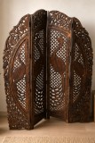Superb paravan antic din lemn de mahon 4 polițe sculptate integral manual,piesa unicat ,
