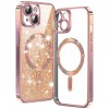 Husa MagSafe pentru Apple iPhone 15, Techsuit, Luxury Glitter, Roz Aurie