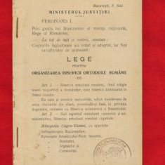Legea pentru organizarea BOR si Statutul Bisericii Ortodoxe Romane - 5 mai1925