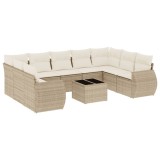 Cumpara ieftin Set canapele de gradina cu perne, 10 piese, bej, poliratan