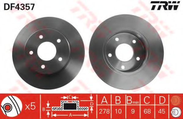 Disc frana NISSAN ALMERA TINO (V10) (1998 - 2006) TRW DF4357