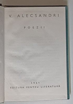 POEZII de VASILE ALECSANDRI , 1961 *FORMAT REDUS foto