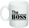 Cana Alba Personalizata The Boss, 330ml, Ceramica, Amuzament, Cutie Cadou, Sublimare, Cilindrica, Pentru Angajata