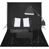 VidaXL Kit studio foto cu set de lumini și fundal